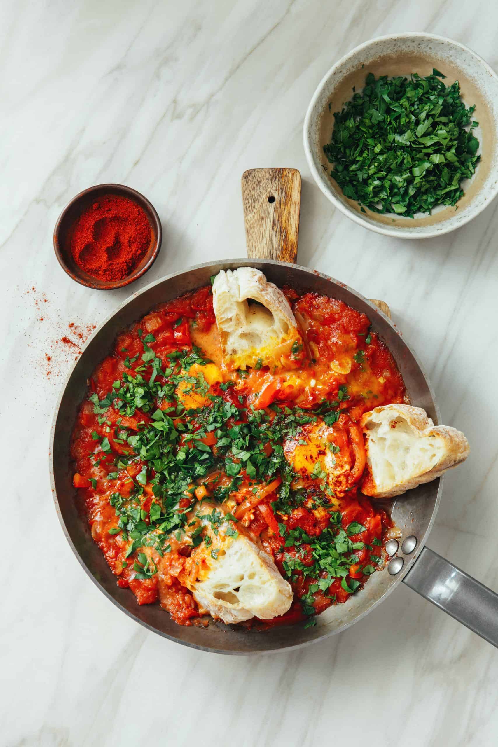 Spicy shakshuka with sourdough toast