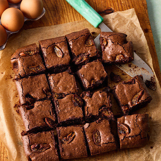 Gluten Free Brownies topped with figs